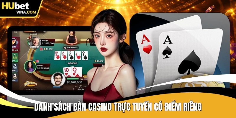 Danh sách bàn casino trực tuyến có điểm riêng